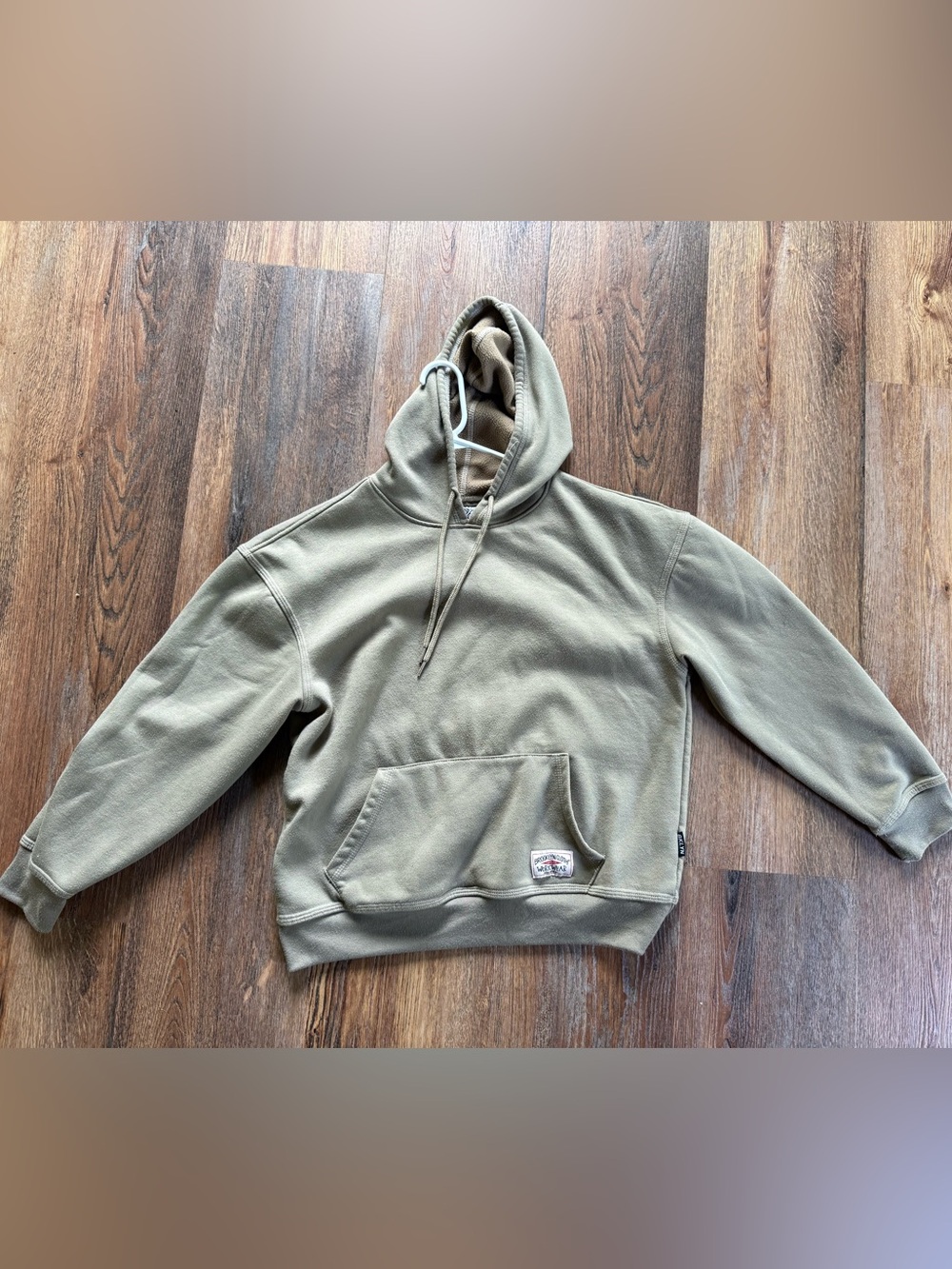 Men's Khaki Green Hooded Pullover Sweatshirt